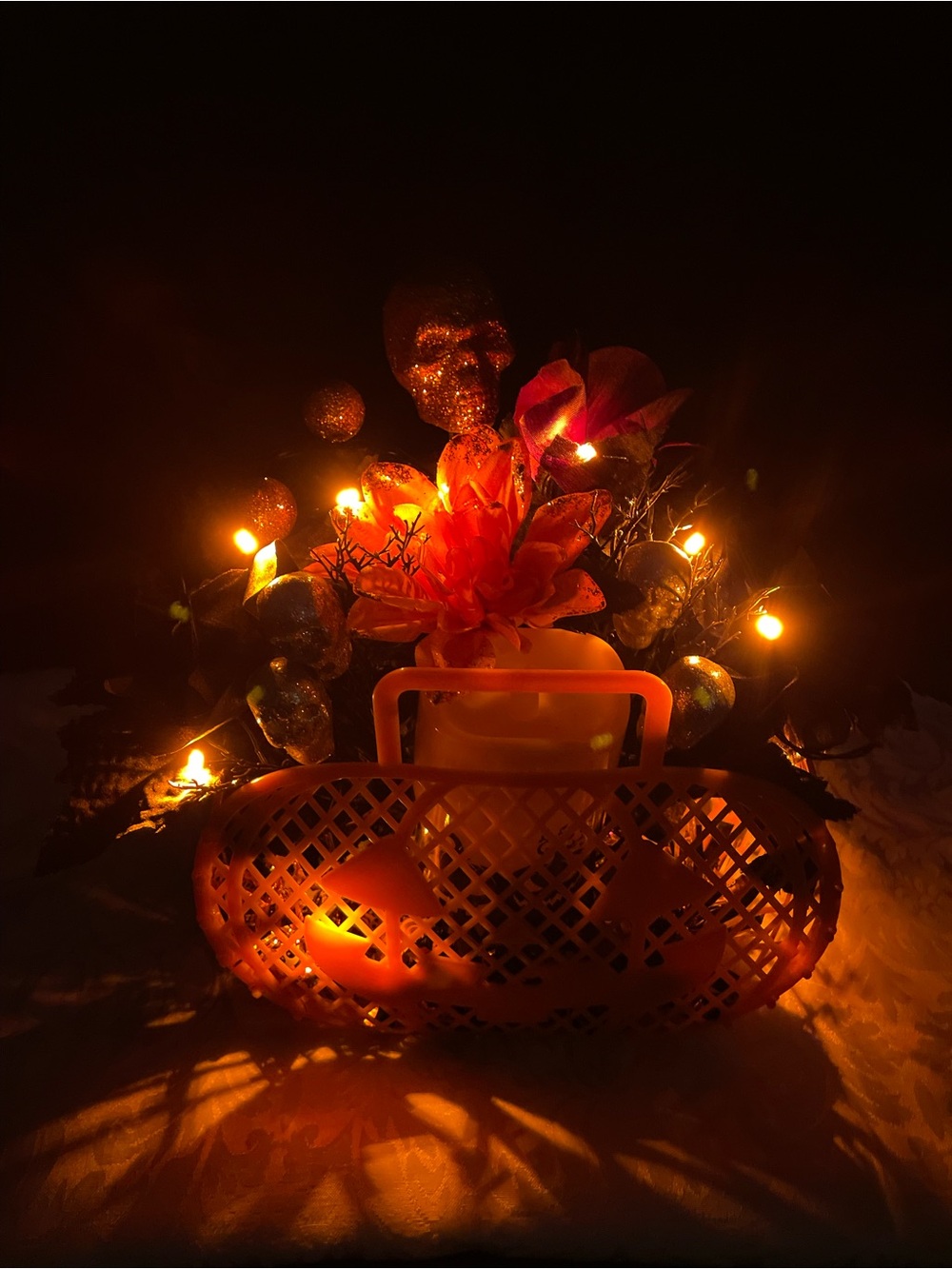 Festive Orange Pumpkin Decor Basket - Halloween Decor
